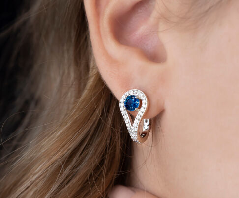 蓝宝石（人造）耳环